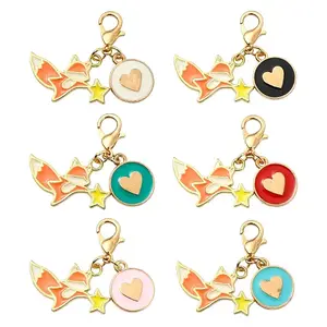 6Pcs Alloy Enamel Pendant Decorations