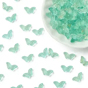 100Pcs Transparent Spray Painted Glass Beads