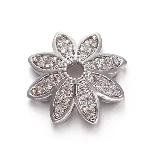 Brass Micro Pave Cubic Zirconia Bead Caps