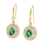 Brass with Glass Dangle Earrings