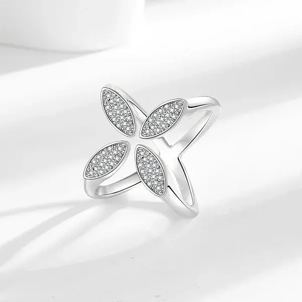 Brass Micro Pave Cubic Zirconia Cuff Rings