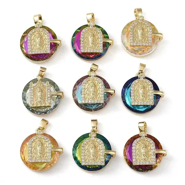 Brass Cubic Zirconia with Glass Pendents
