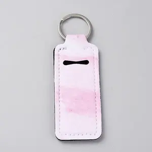 Marble Pattern Neoprene Lipstick Protective Case Portable Holder Pouch Keychain