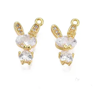 Brass Micro Pave Cubic Zirconia Charms
