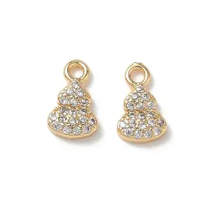 Brass Micro Pave Clear Cubic Zirconia Charms