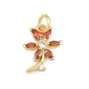 Brass Micro Pave Colorful Cubic Zirconia Charms
