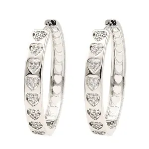 Brass Micro Pave Cubic Zirconia Hoop Earrings