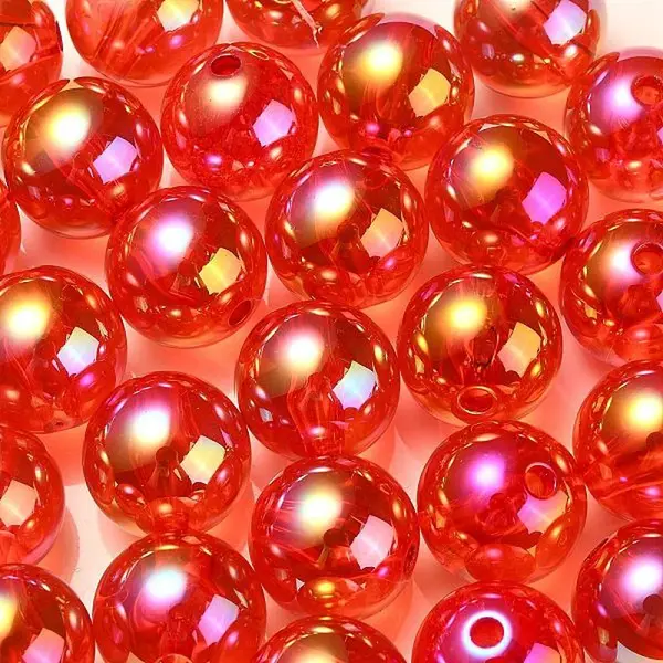 UV Plating Transparent Rainbow Iridescent Acrylic Beads