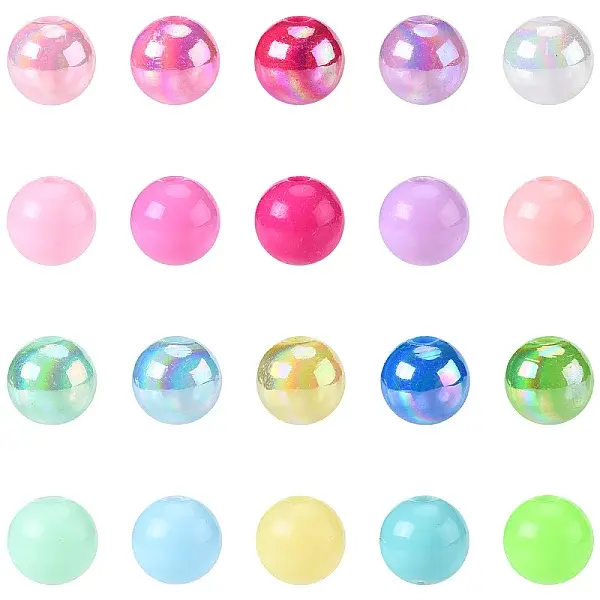 200Pcs 10 Colors Opaque Acrylic Beads