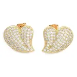 Brass Micro Pave Clear Cubic Zirconia Stud Earrings