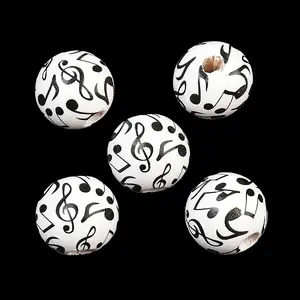 Printed Wood European Beads