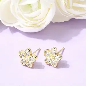 Valentine's Day Brass Micro Pave Clear Cubic Zirconia Stud Earrings