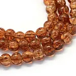 Baking Paint Transparent Crackle Glass Round Bead Strands