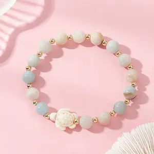 Natural Flower Amazonite & Synthetic Turquoise Stretch Bracelets