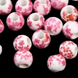 Floral Printed Porcelain Beads