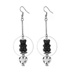 Acrylic Bear & Lampwork Heart Dangle Earrings