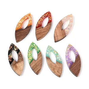 Opaque Resin and Walnut Wood Pendants