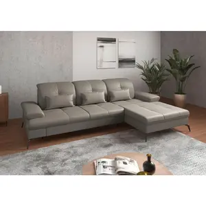 Sit & More ROHOVÁ SEDAČKA, textil, kůže, šedá
