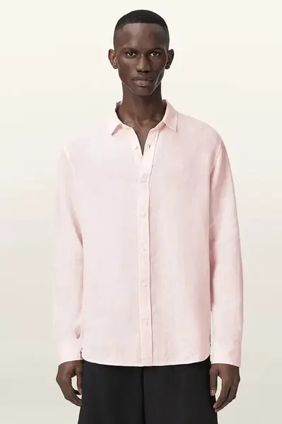 AllSaints košile pánská lněná LOOM
