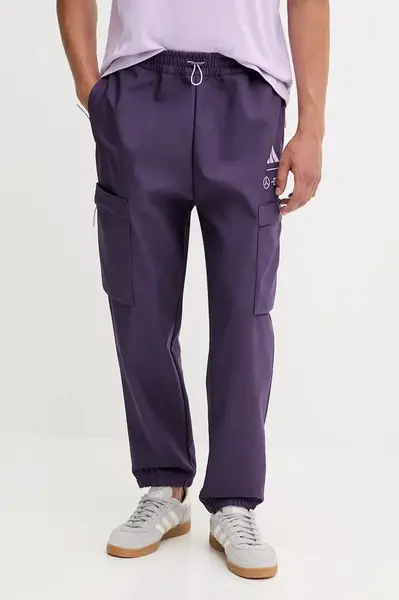 Kalhoty adidas x Mercedes pánské, fialová barva, JX8813