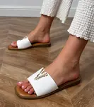 marka niezdefiniowana White flip-flops with a golden ornament Flavis