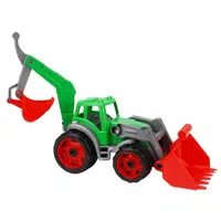 Traktor červený s 2 lyžicami