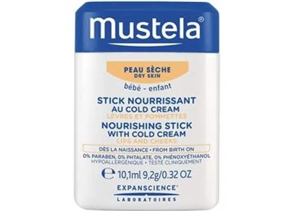 Mustela Vyživujúca a hydratačná tyčinka na pery a líca (Nourish Stick with Cold Cream) 9,2 g