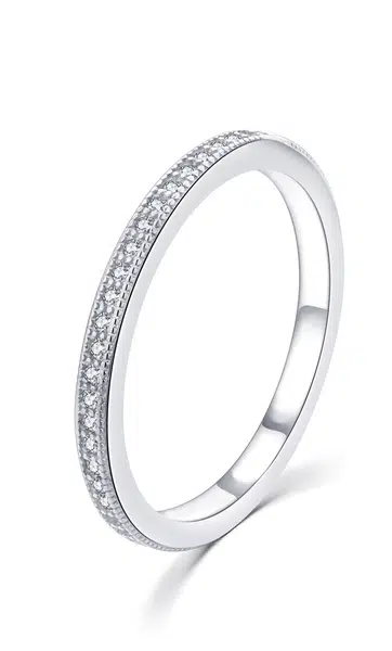 MOISS Minimalistický strieborný prsteň so zirkónmi R00020 44 mm