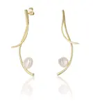 JwL Luxury Pearls Dlhé pozlátené náušnice s pravými barokovými perlami JL0682