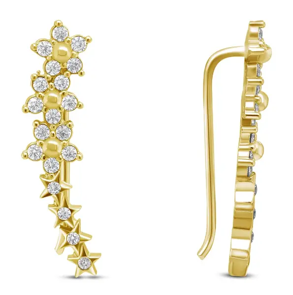 Brilio Silver Hravé pozdĺžne pozlátené náušnice so zirkónmi EA81Y