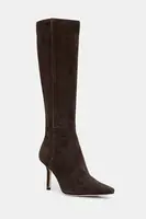 Semišové boty BOSS Charlize dámské, hnědá barva, na podpatku, 50553013