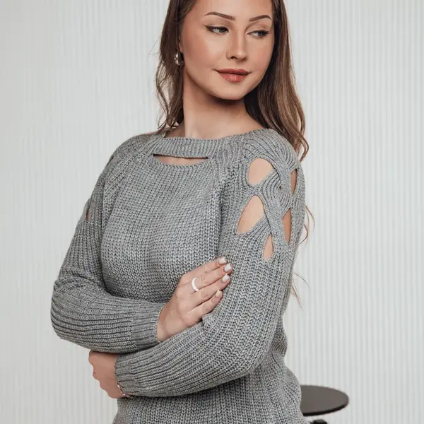 Dámsky sveter SLITARIA jasnosivý