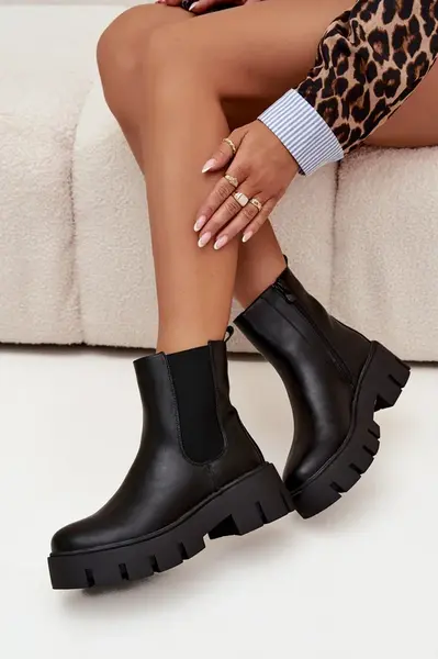 Boto Dámské kotníkové boty s zipem Vyhřívané Eko kůže Černé Fivienne