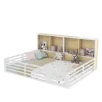 CHICFURN DĚTSKÁ POSTEL 140/200 cm v bílé barvě s LED osvětlením, policemi a roštem