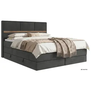 MKS POSTEL BOXSPRING ORVO KING 140/200 - Tmavě šedá Samet - Topper Visco - H3