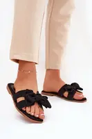 Boto Ploché Dámské Pantofle S Mašlí Černé Tobin