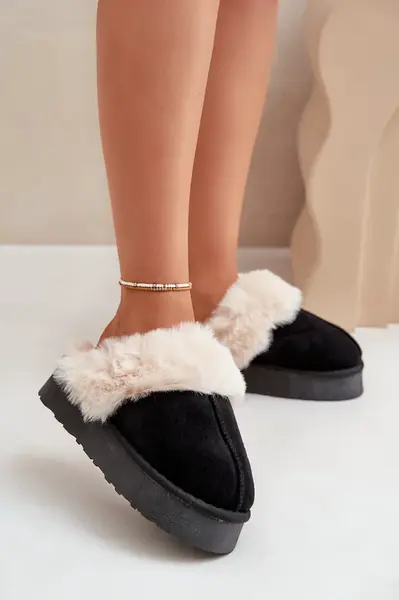 FK1 Dámské Sněhule Na Silné Podešvi S Kožíškem Černé Doriola