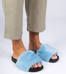 Gemre Blue flip-flops with fur Manny