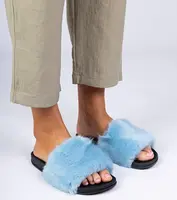 Gemre Blue flip-flops with fur Manny