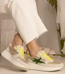 Gemre Beige women's sports sneakers with glitter Kaletti