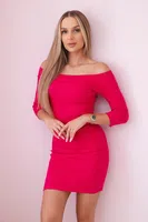 Šaty vypasované - žebrovaná fuchsiová