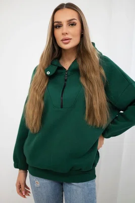 Tmavě zelená mikina s kapucí