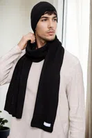 35261 Dewberry Mens Scarf Beret Set-BLACK