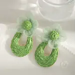 Rattan & Gauze Stud Earrings