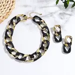 CCB Plastic Oval Link Chain Necklaces & Stud Dangle Earrings Sets
