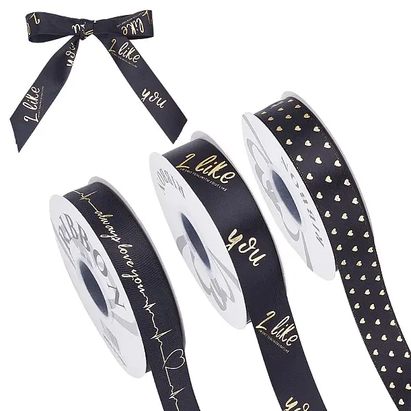 3 Rolls 3 Styles Polyester Ribbon