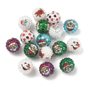 Christmas Opaque Acrylic & Transparent Resin Rhinestone Beads
