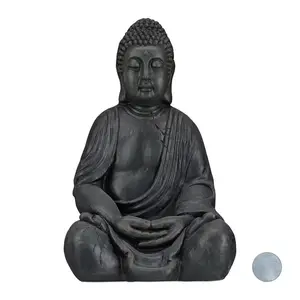 Relaxdays SOCHA Tmavě šedá Buddha polyresin 50 cm