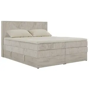 MKS POSTEL BOXSPRING NORDIC KING 140/200 - Béžová Manšestr - Topper T25 - H3