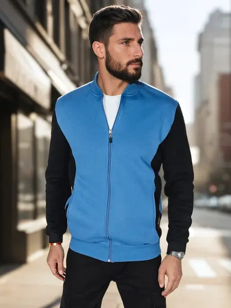 Pánská modrá mikina na zip